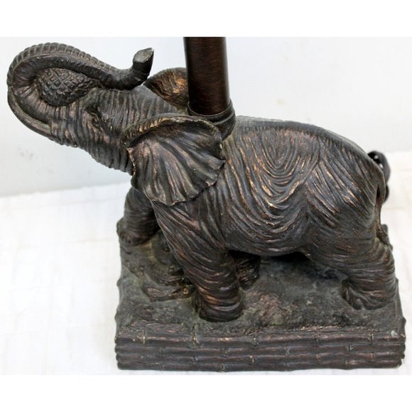 Elephant Table Lamp Aged Bronze Color 3D Pineapple Faux Leather Sahara Tropical - Picture 5 of 12